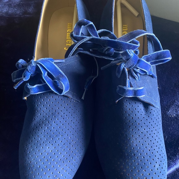 Memery Shoes - Memery Esther blue suede lace up low heels, size 43